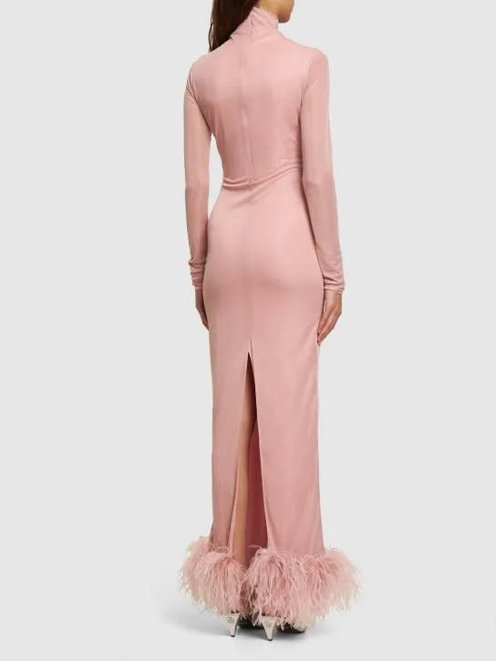 16arlington   Luna tech jersey maxi dress w/feathers 