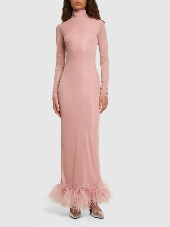 16arlington   Luna tech jersey maxi dress w/feathers 