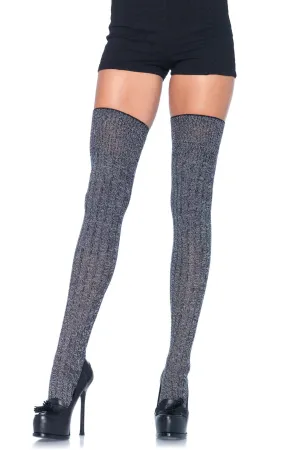 Acrylic Ribbed Knit Thigh High Stockings