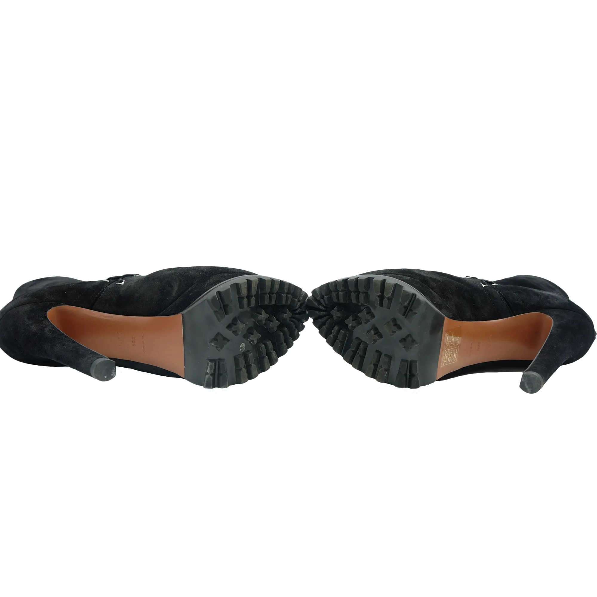 ALAÏA LEATHER SUEDE & SHEARLING PLATFORM BOOTS
