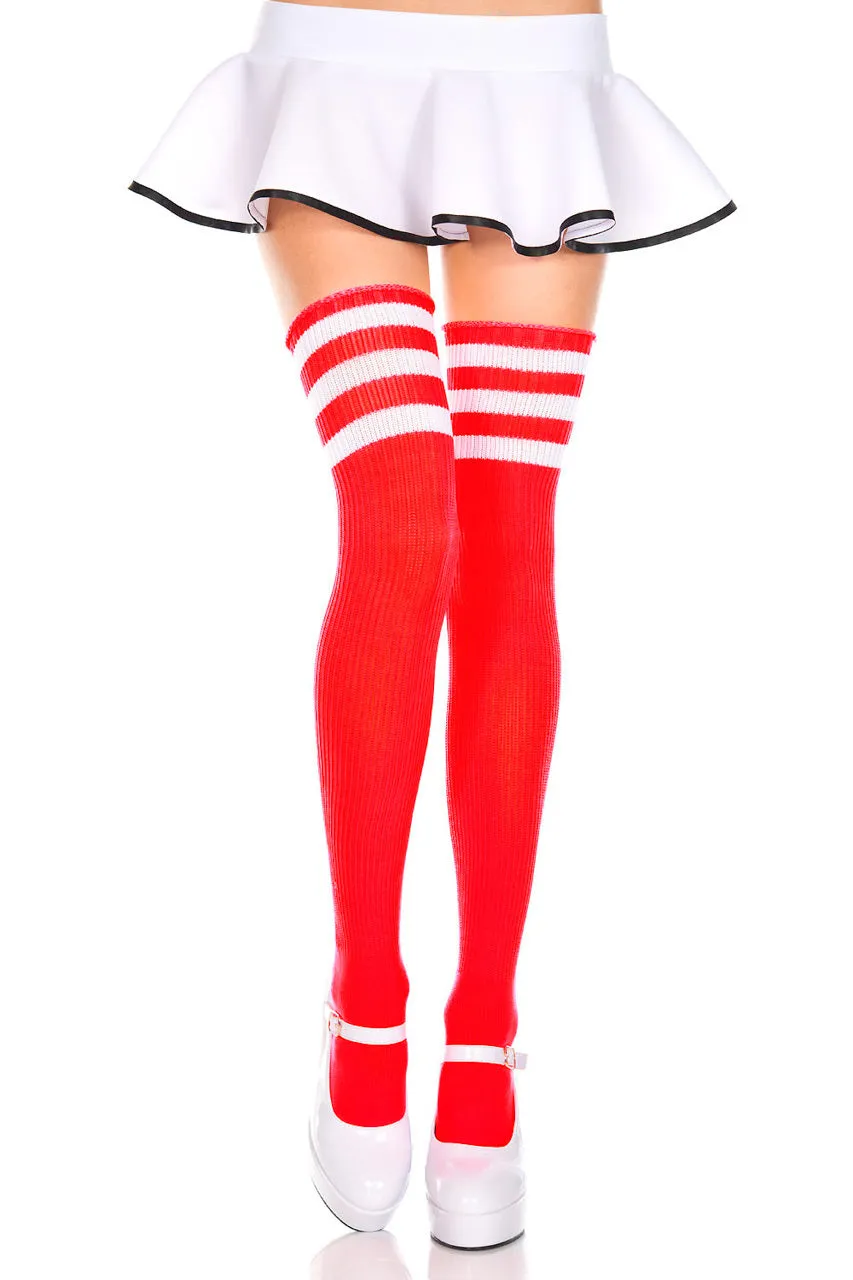 Athletic Striped Thigh Highs