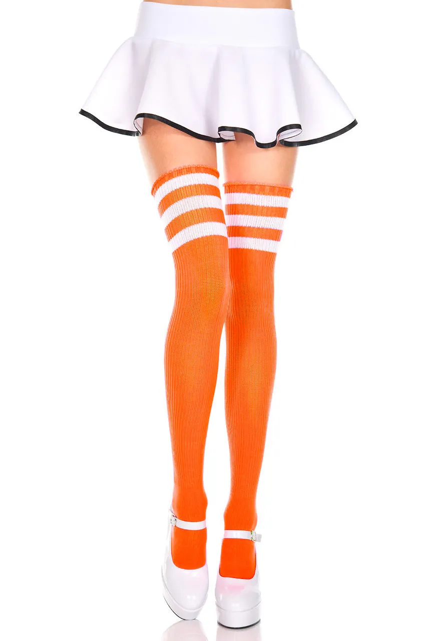 Athletic Striped Thigh Highs