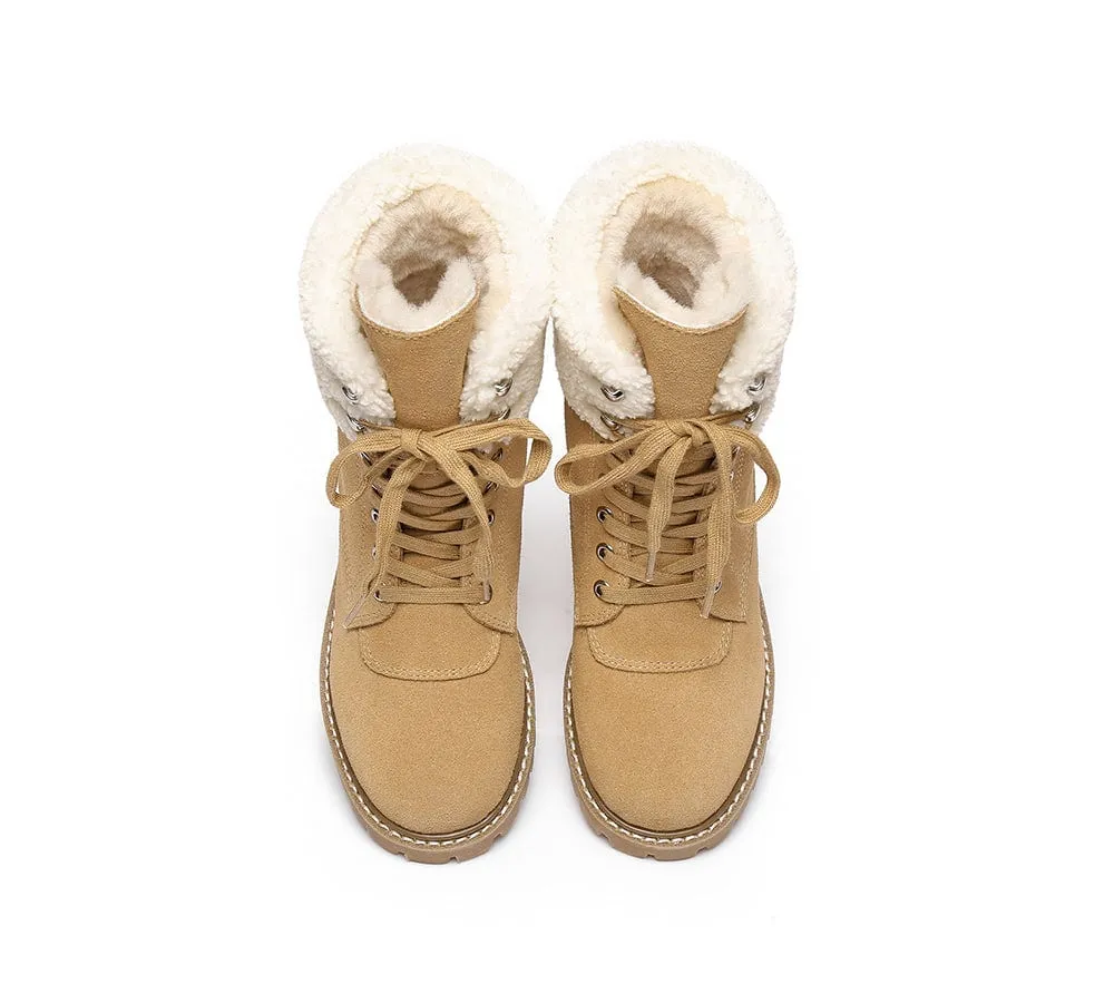 AUSTRALIAN SHEPHERD® UGG Boots Women Sheepskin Wool Lace Up Chunky Mina