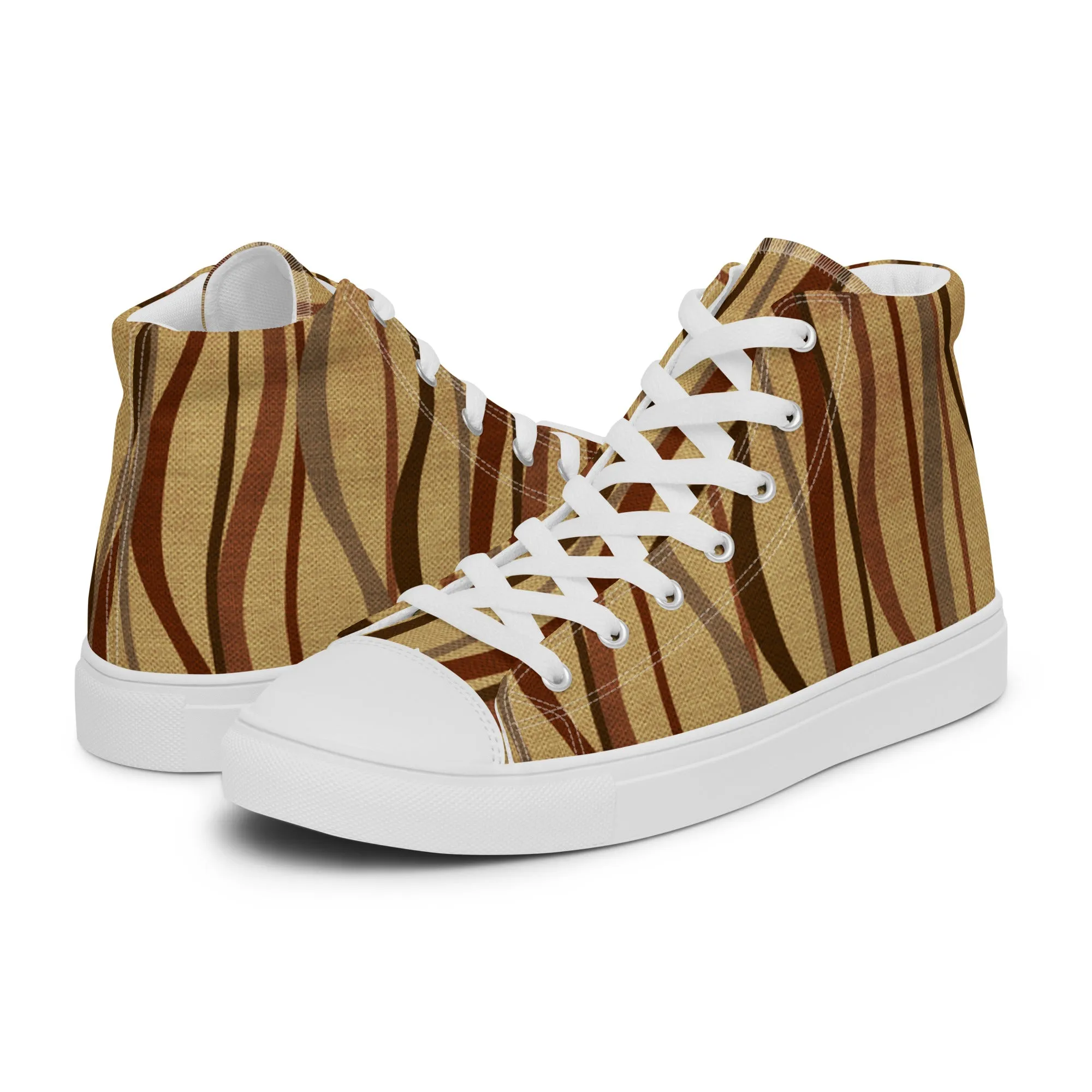 Autumn Stripes Women’s high top canvas shoes