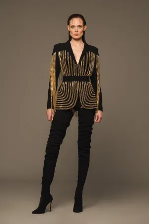 Black chained crêpe blazer