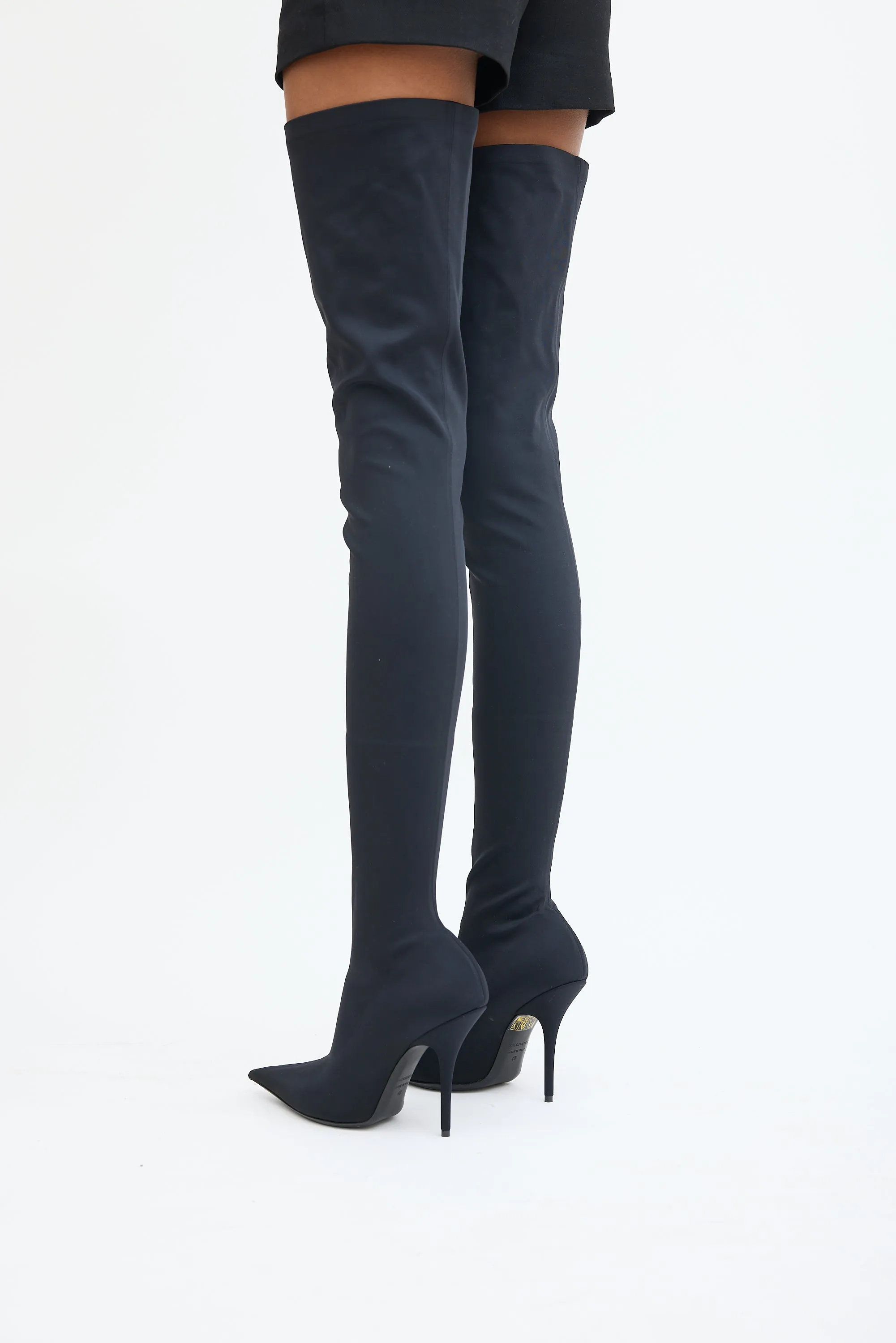 Black Knife Thigh High Heeled Boot