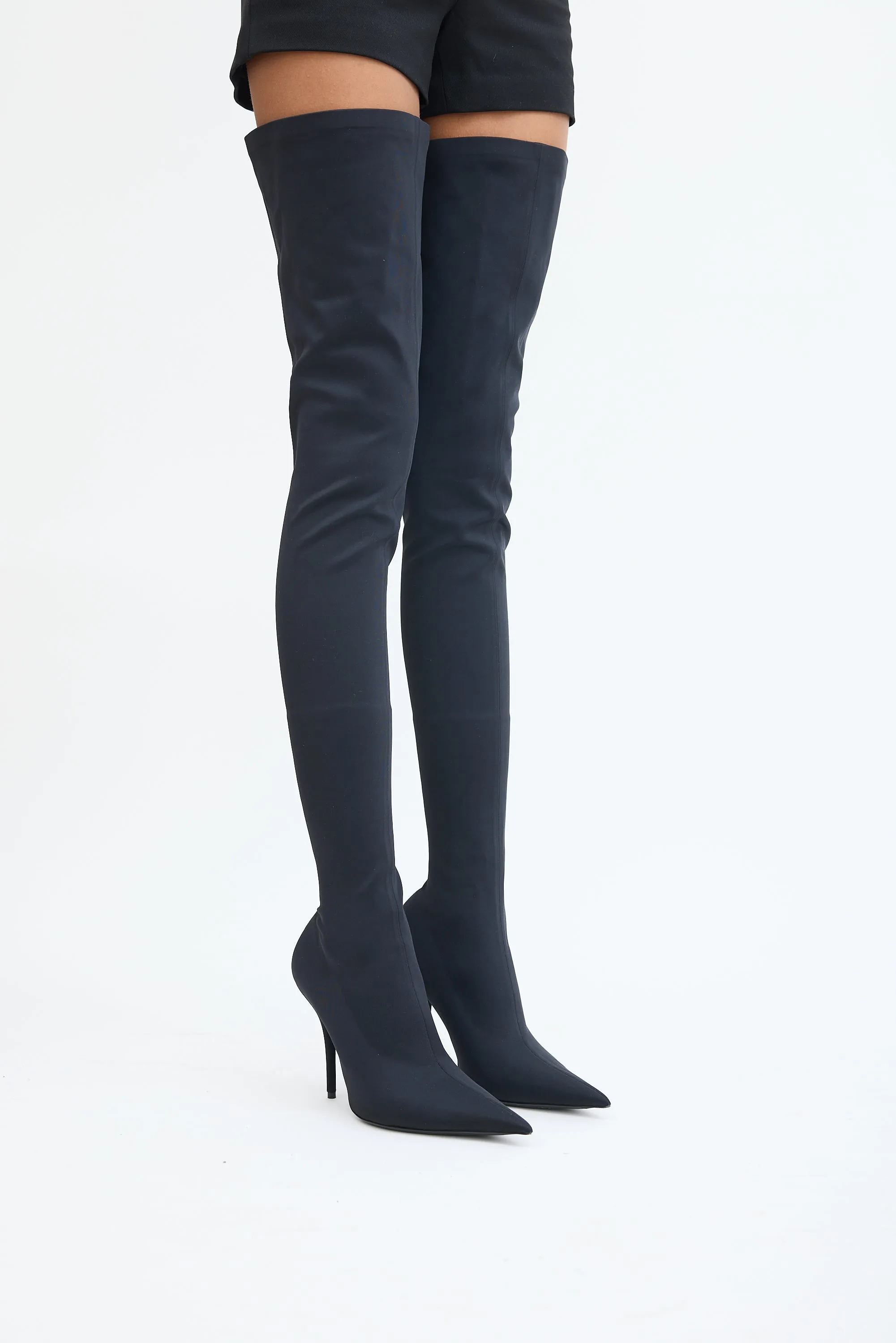 Black Knife Thigh High Heeled Boot