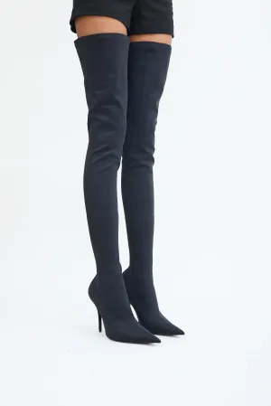 Black Knife Thigh High Heeled Boot