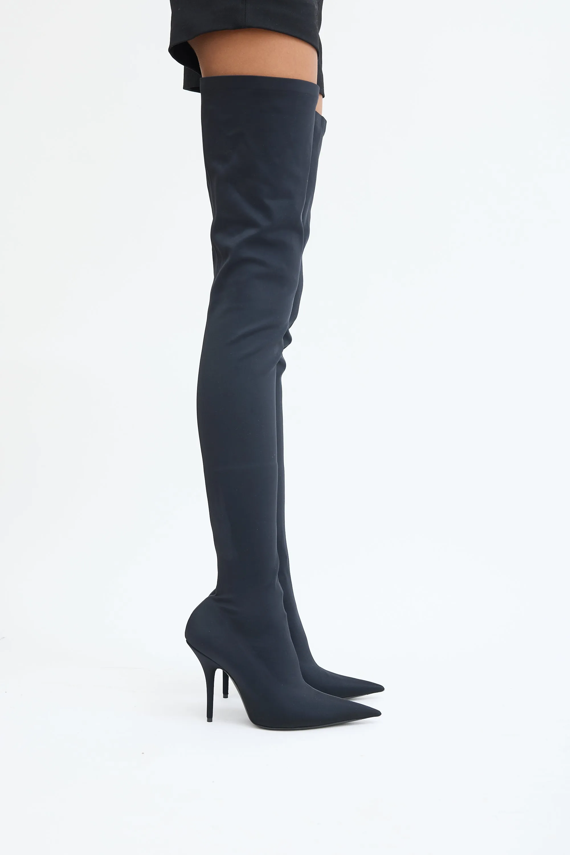 Black Knife Thigh High Heeled Boot