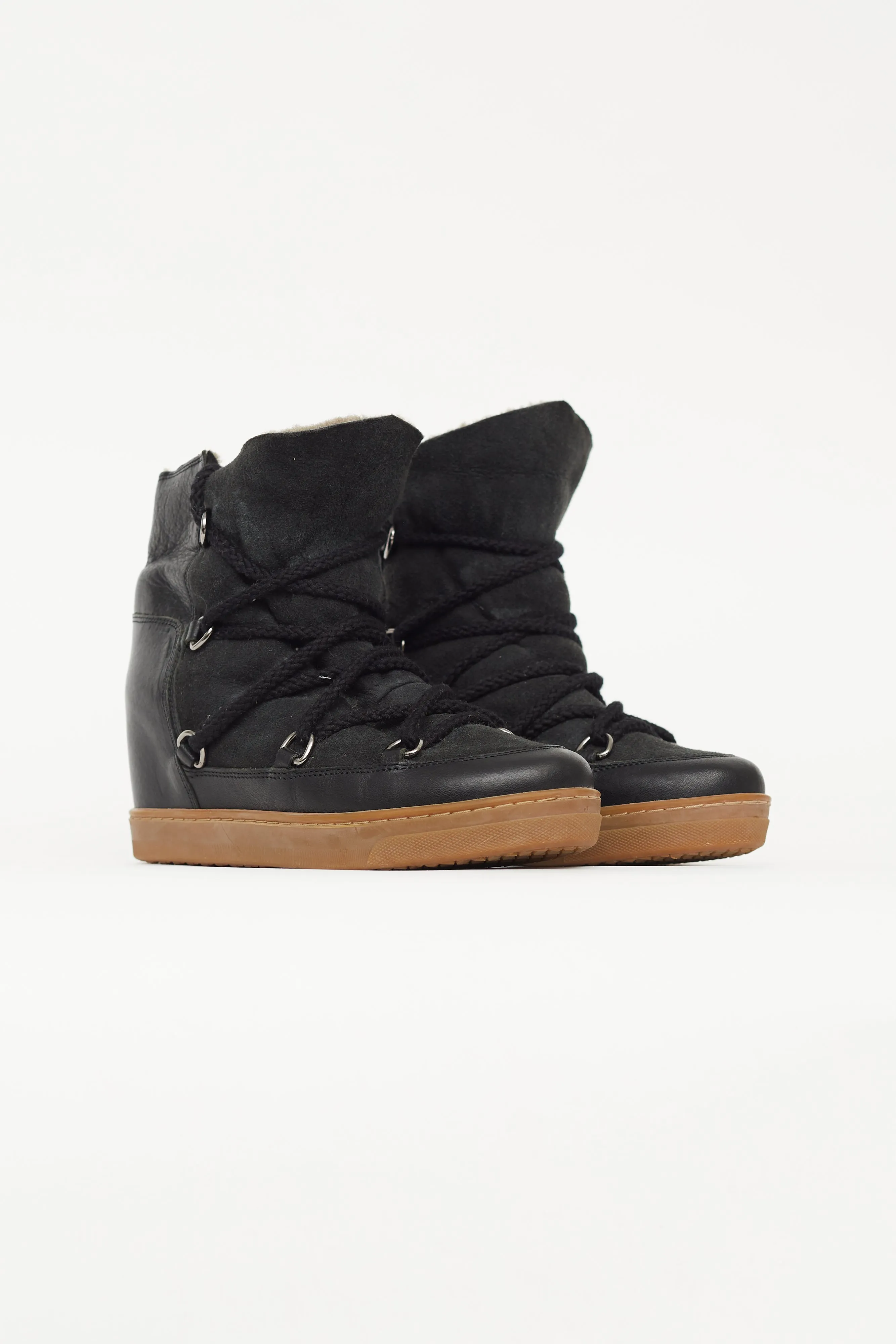 Black Leather Nowles Wedge Boot