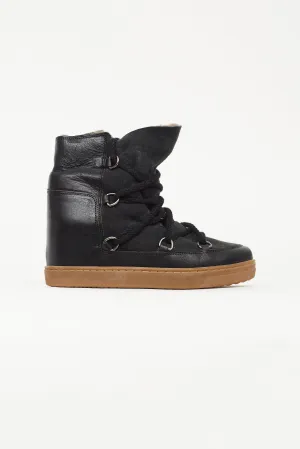 Black Leather Nowles Wedge Boot