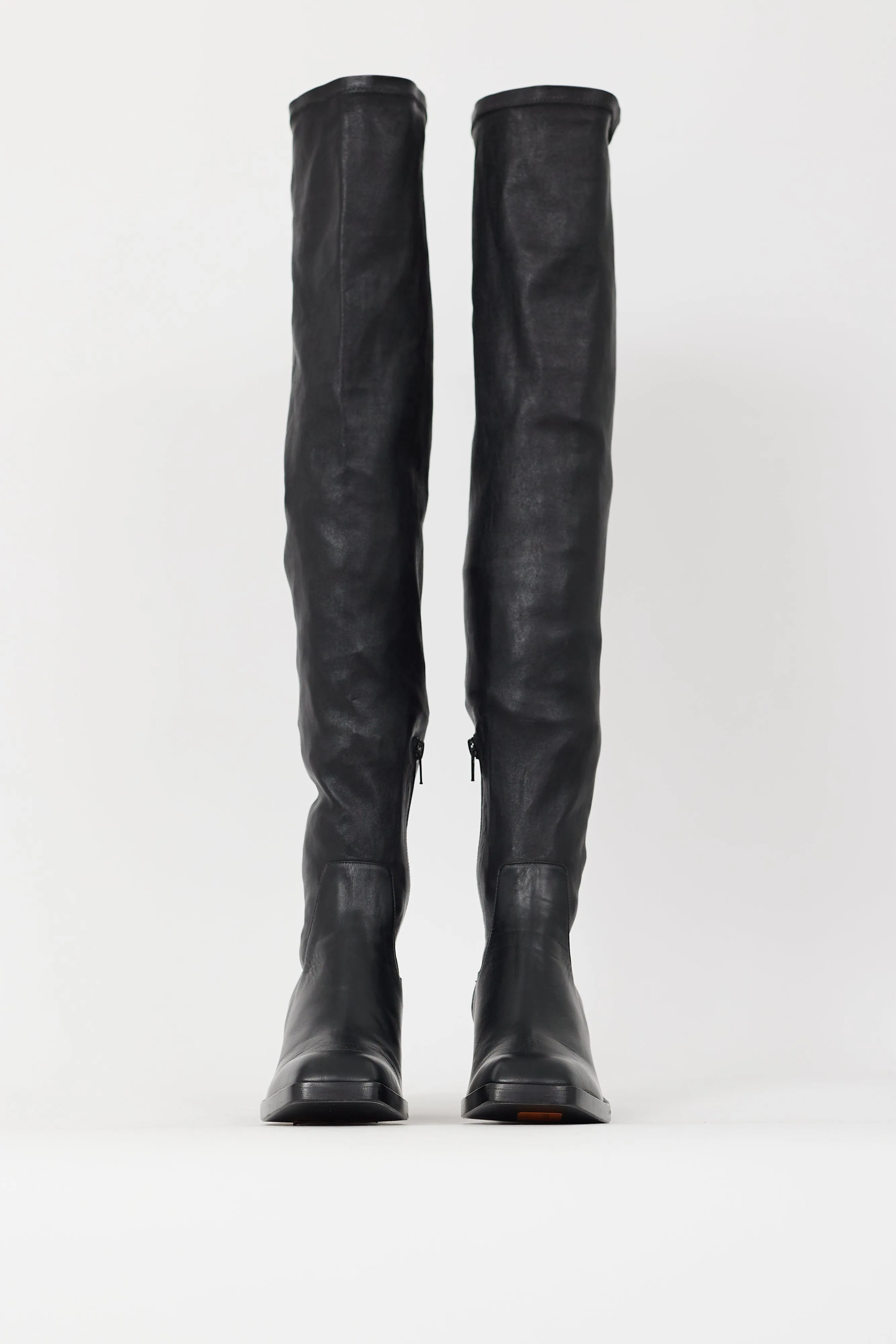 Black Leather The Hooper Thigh High Boot