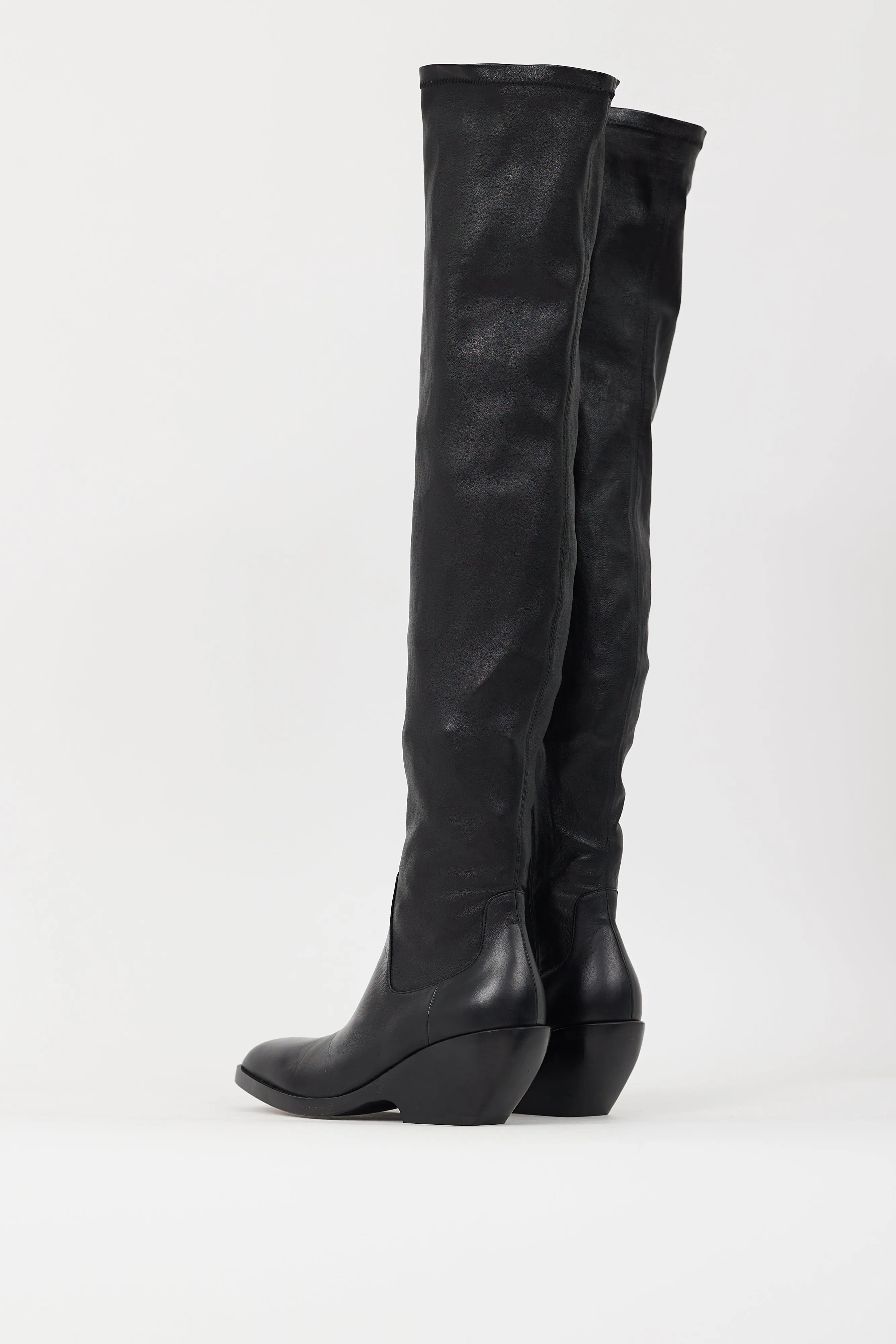 Black Leather The Hooper Thigh High Boot
