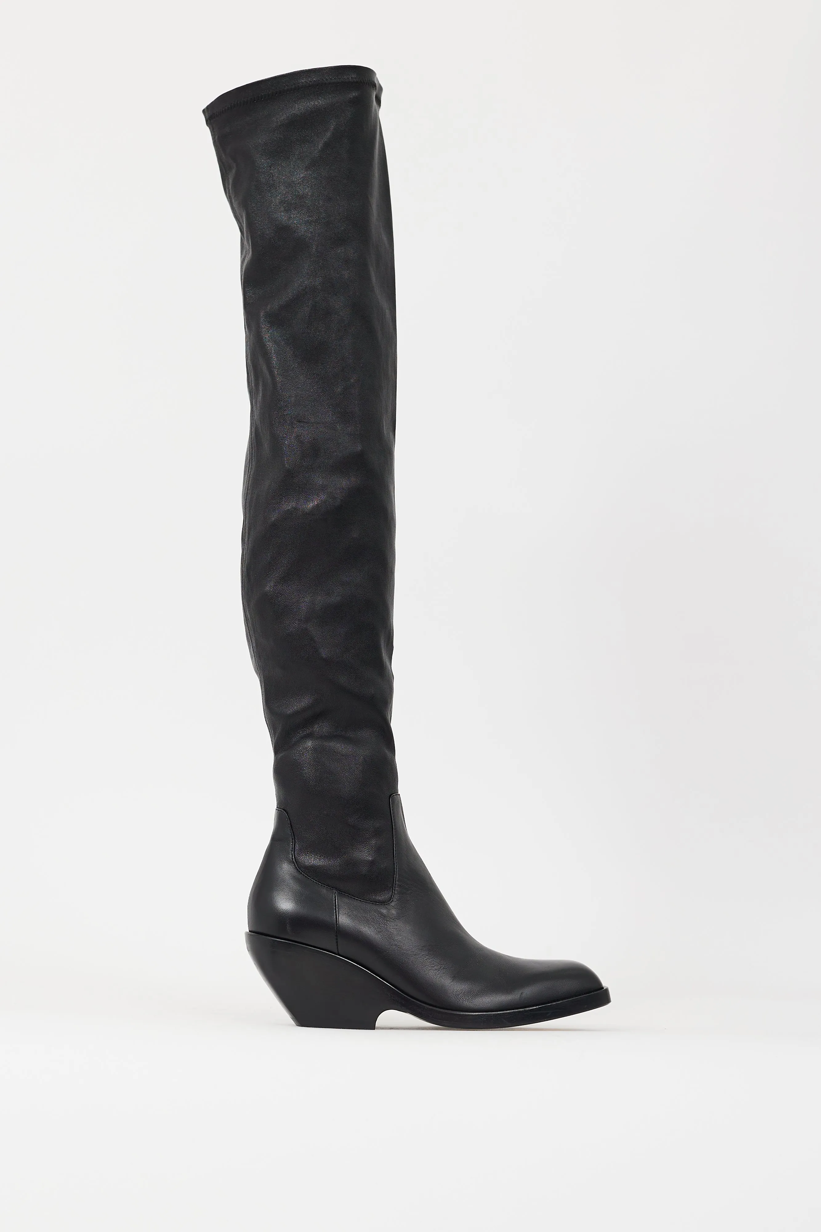 Black Leather The Hooper Thigh High Boot