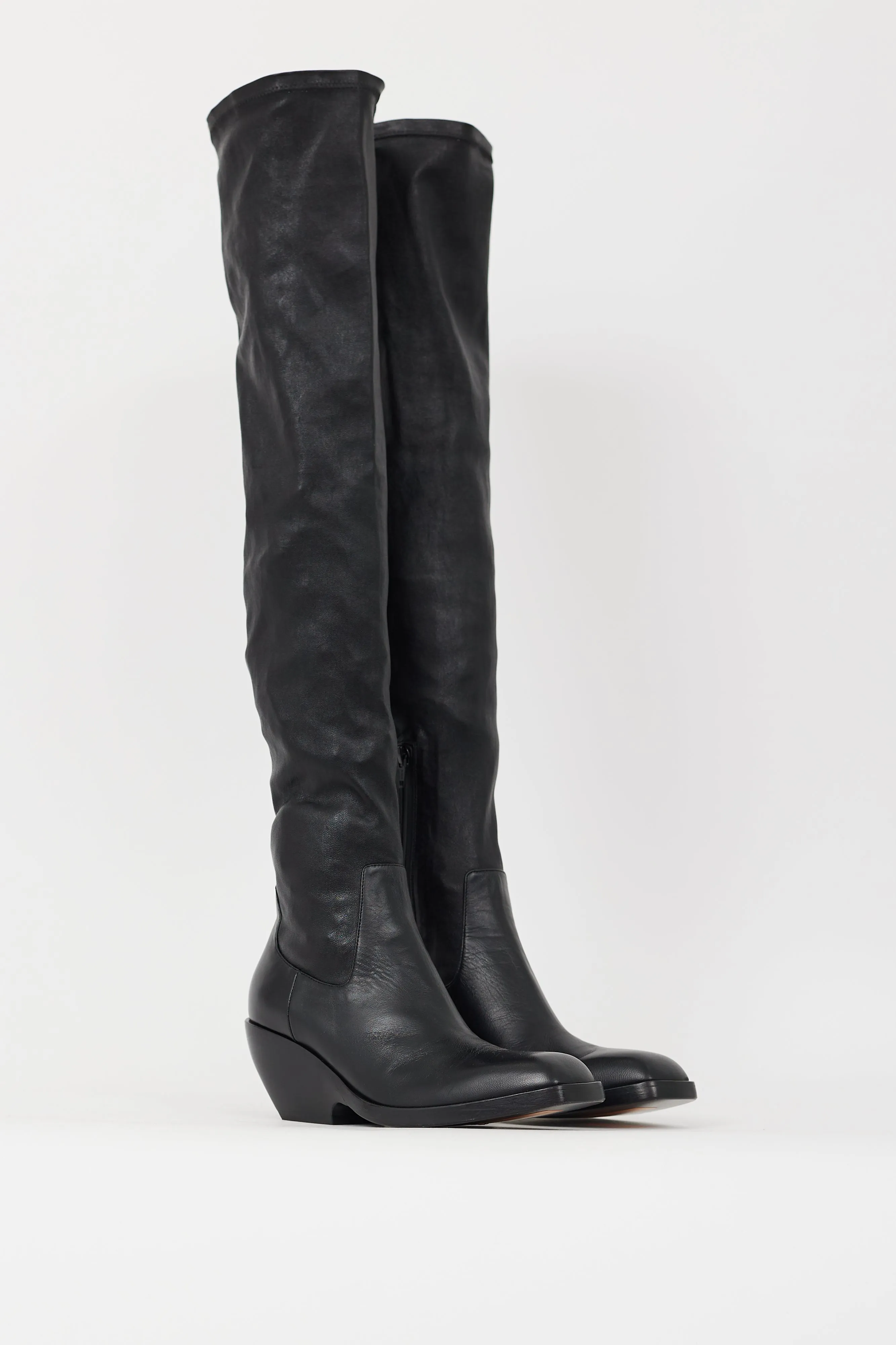 Black Leather The Hooper Thigh High Boot