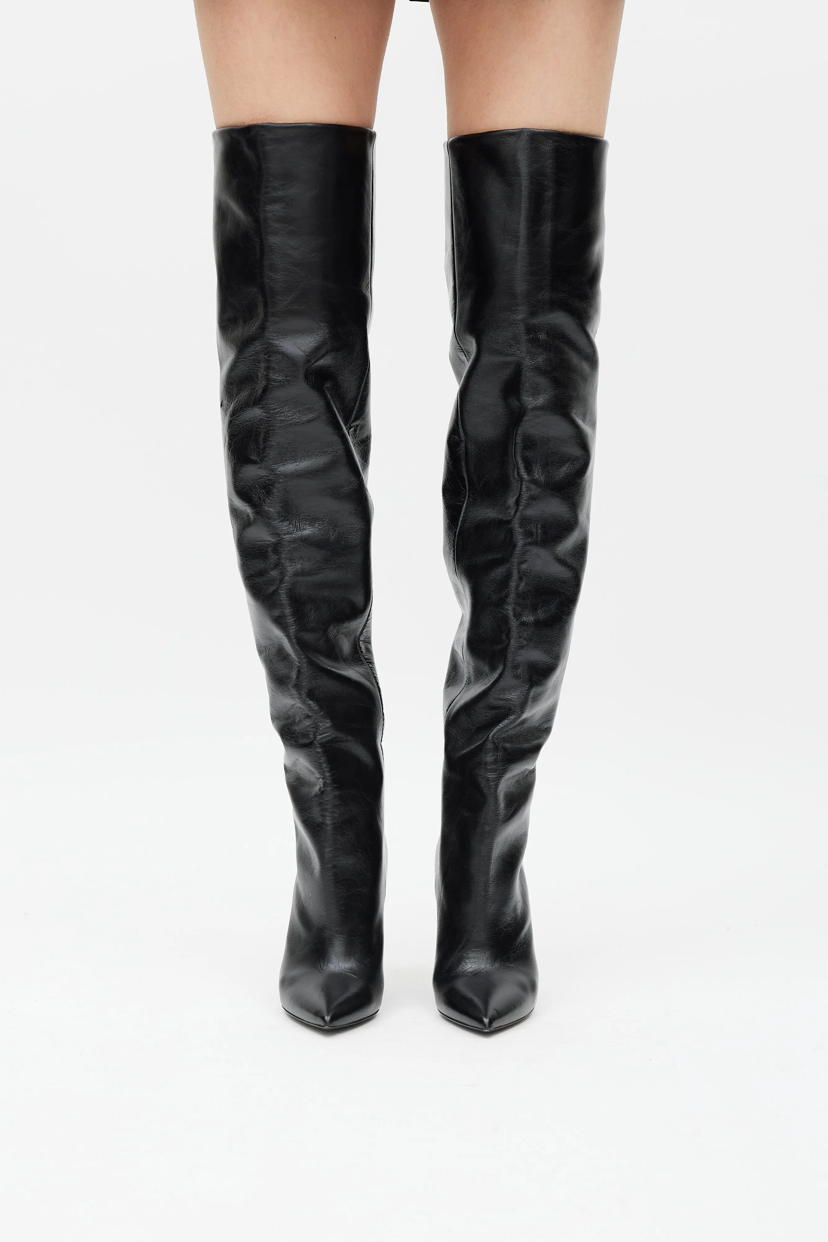 Black Leather Thigh High Niki Boot