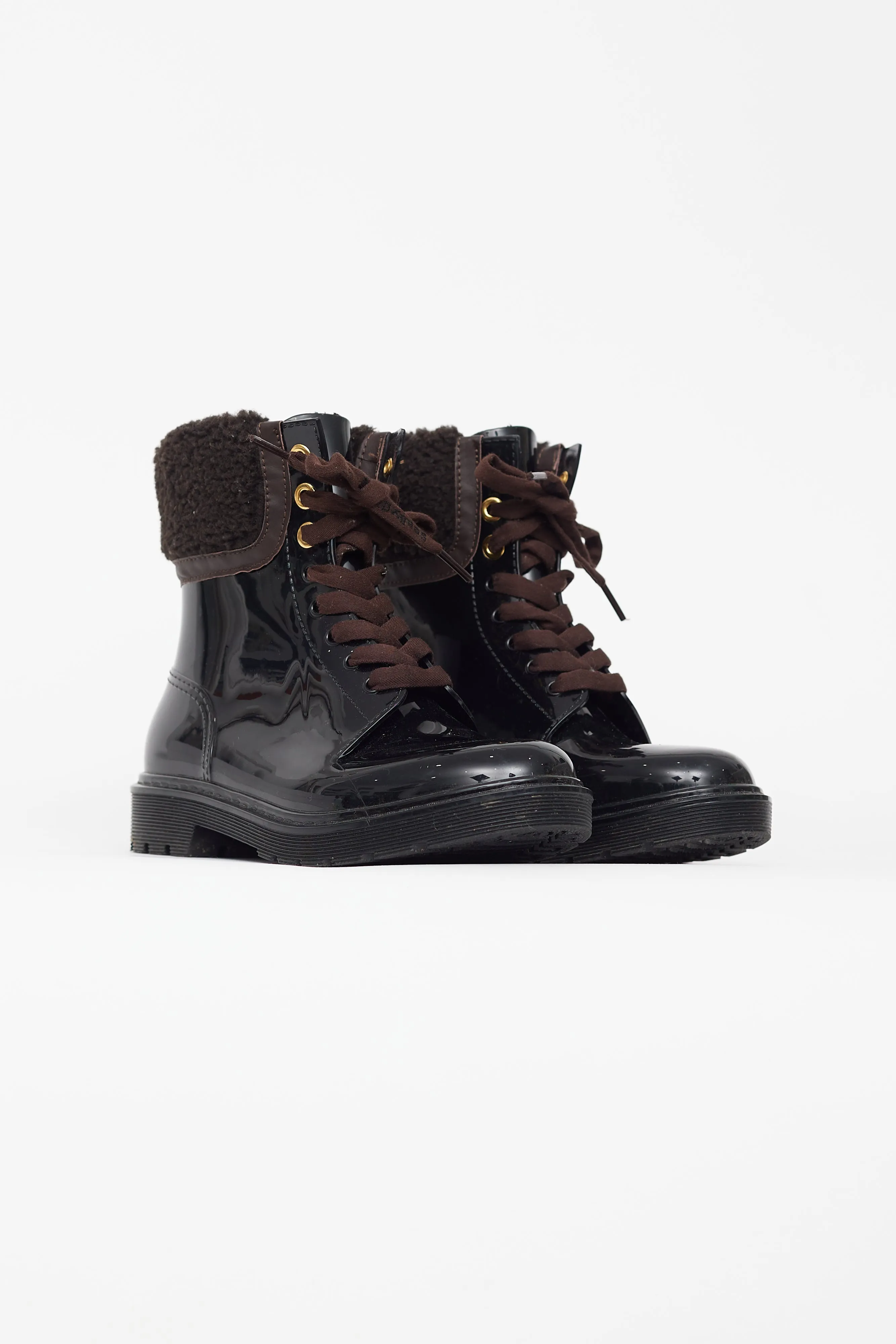 Black Rubber & Brown Shearling Florrie  Boot
