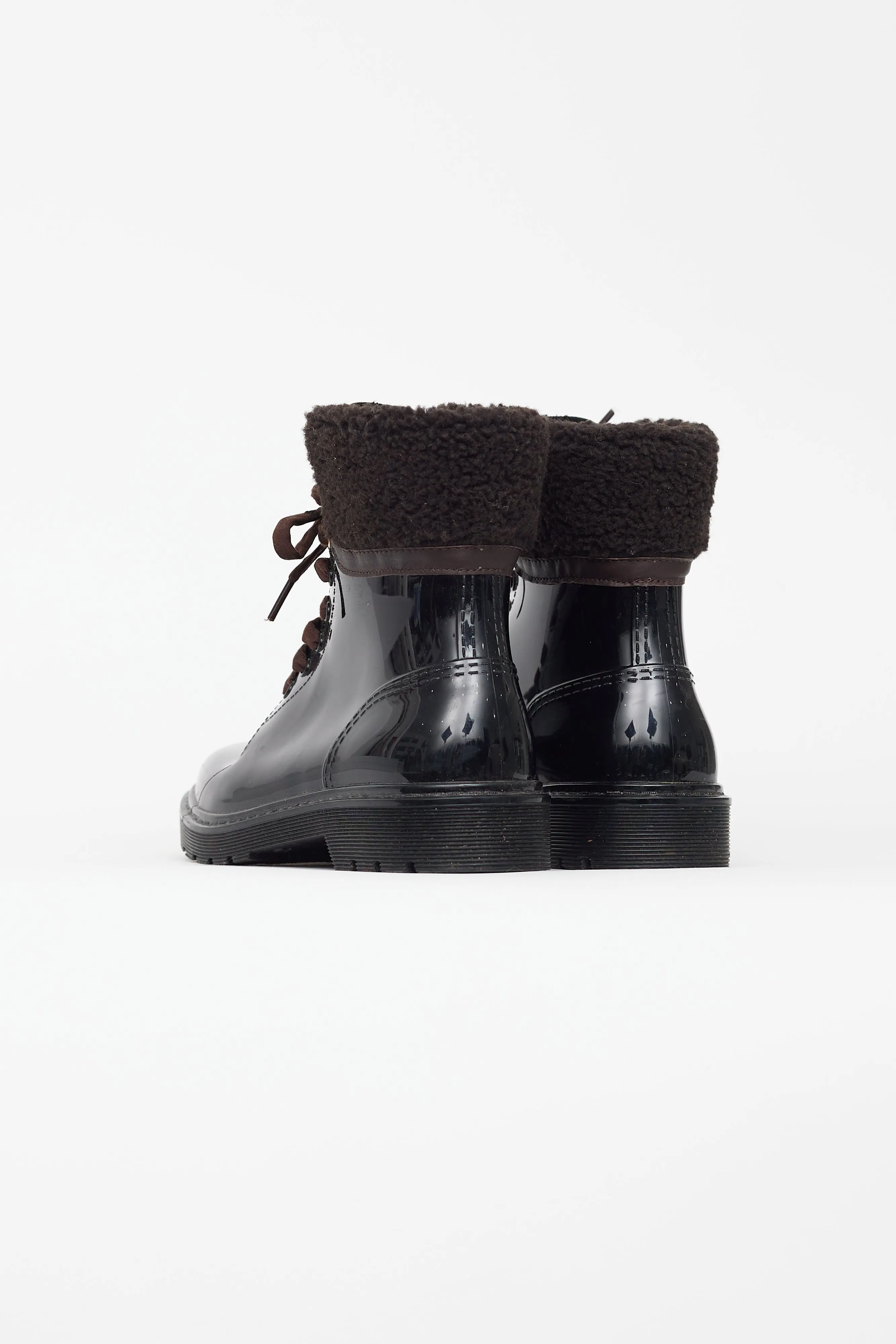 Black Rubber & Brown Shearling Florrie  Boot