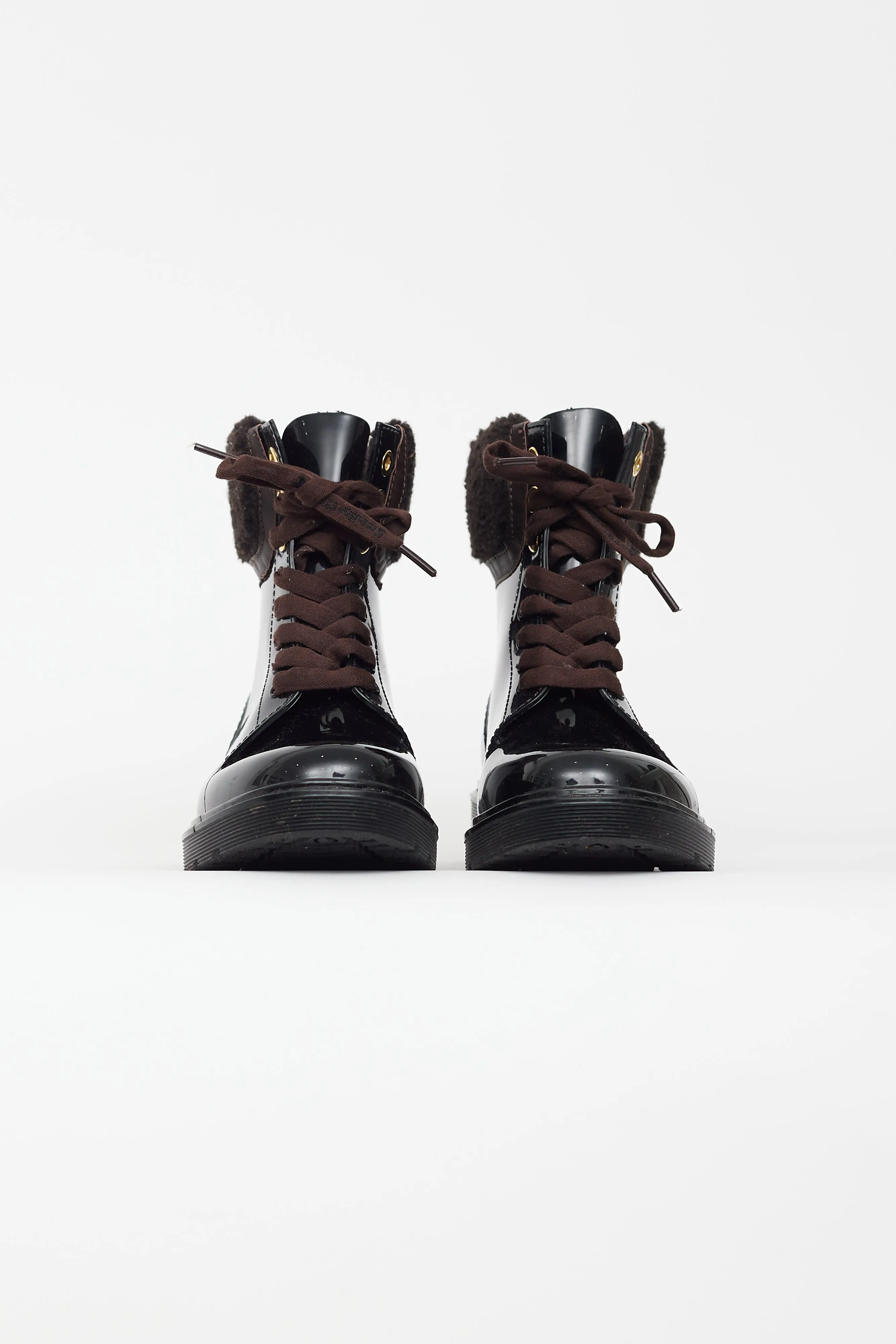 Black Rubber & Brown Shearling Florrie  Boot