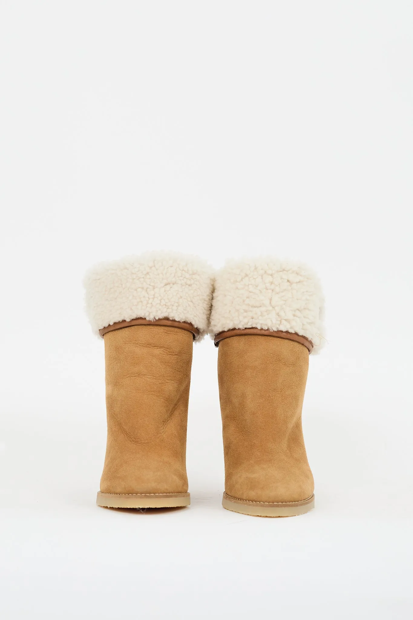 Brown & Cream Suede Shearling Totam Wedge Boot