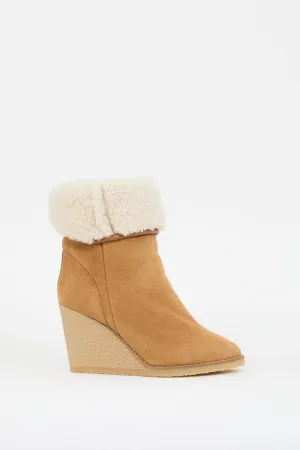 Brown & Cream Suede Shearling Totam Wedge Boot