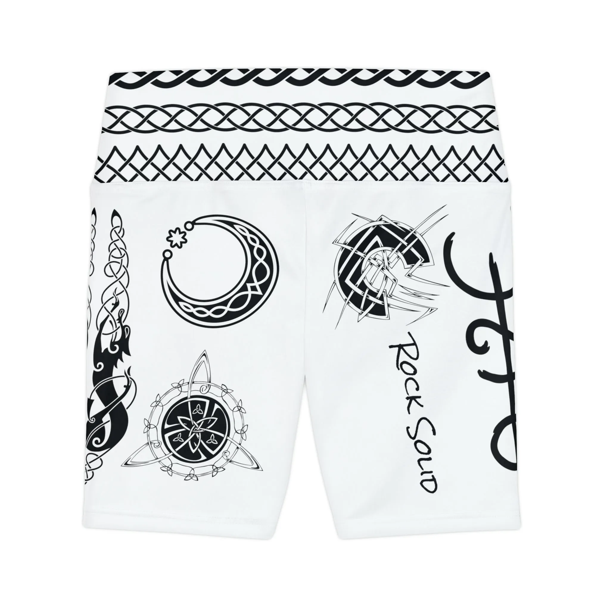 Celtic Tribal Tattoo - White Women's Workout Shorts - ZenGen USA ROCK SOLID
