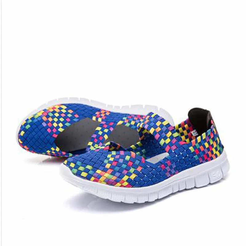 Cilool Breathable Elastic Band Woven Light Flat Shoes
