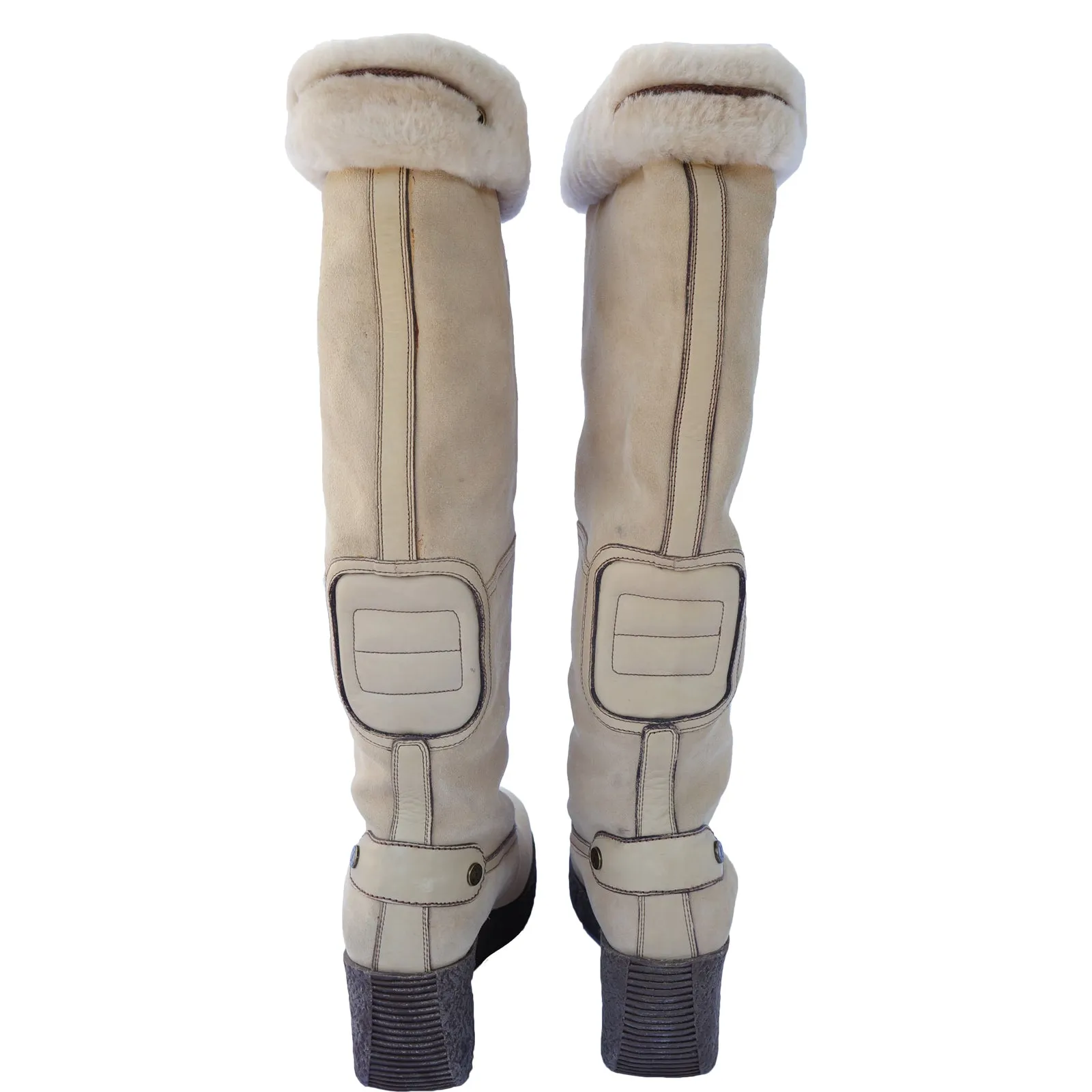 COLE HAAN BEIGE SUEDE KNEE HIGH PLATFORM BOOT