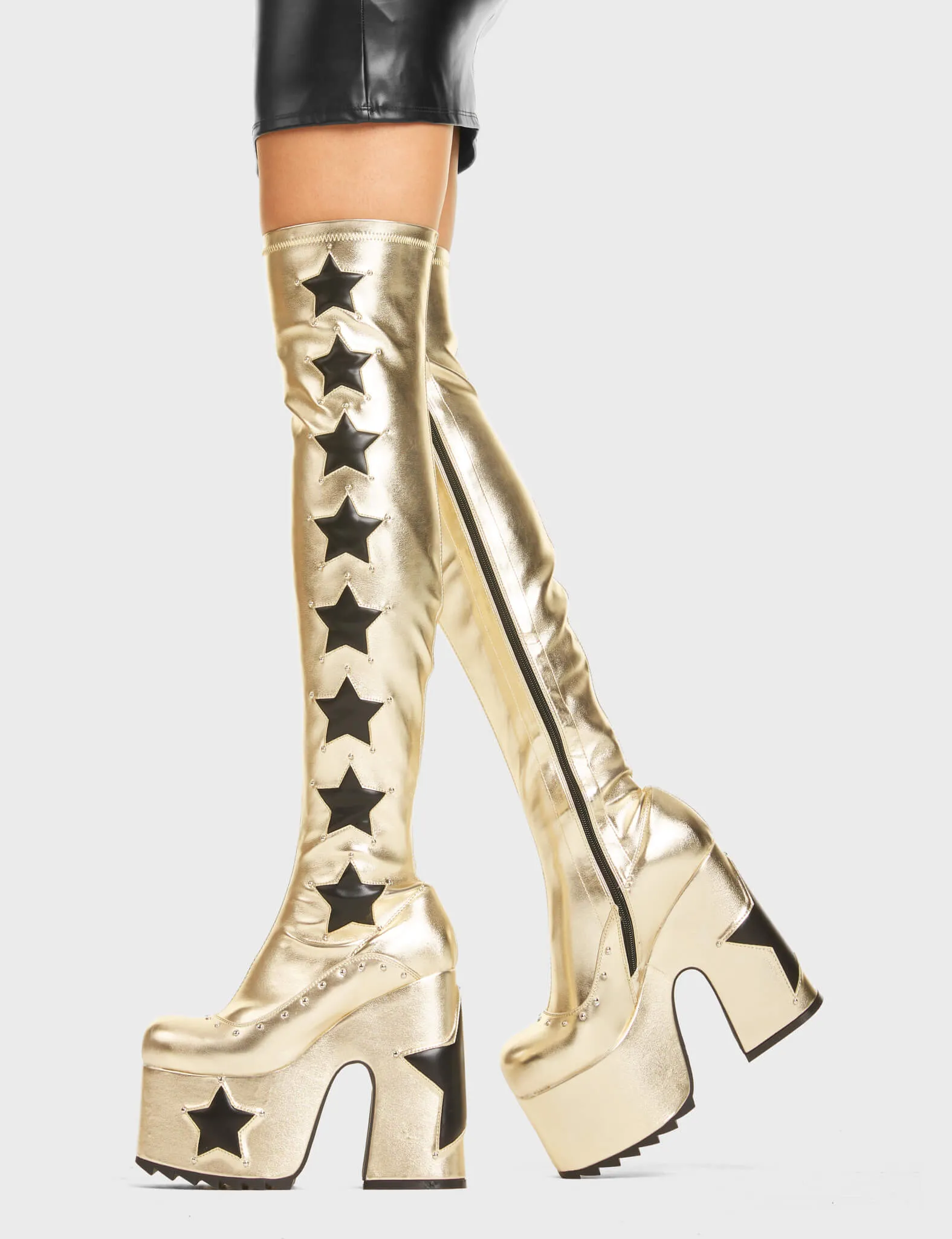 Electricity Chunky Platform Thigh High Boots