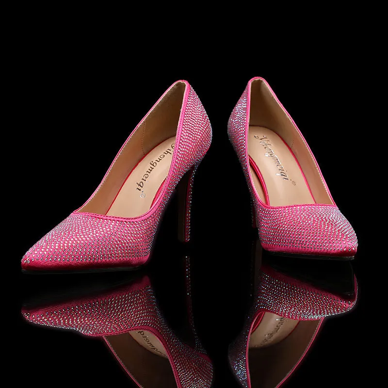 Elegant Rhinestone Pointed Stiletto Heels Shoes