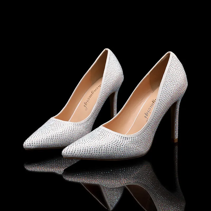 Elegant Rhinestone Pointed Stiletto Heels Shoes