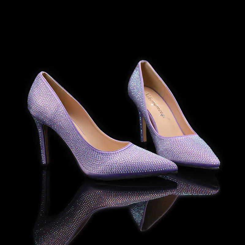 Elegant Rhinestone Pointed Stiletto Heels Shoes