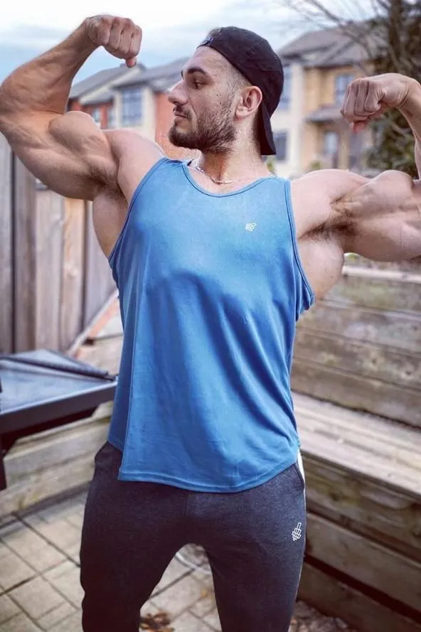 Fast-Dry Bodybuilding Workout Stringer - Blue