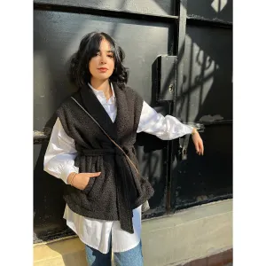 Faux shearling wool vest