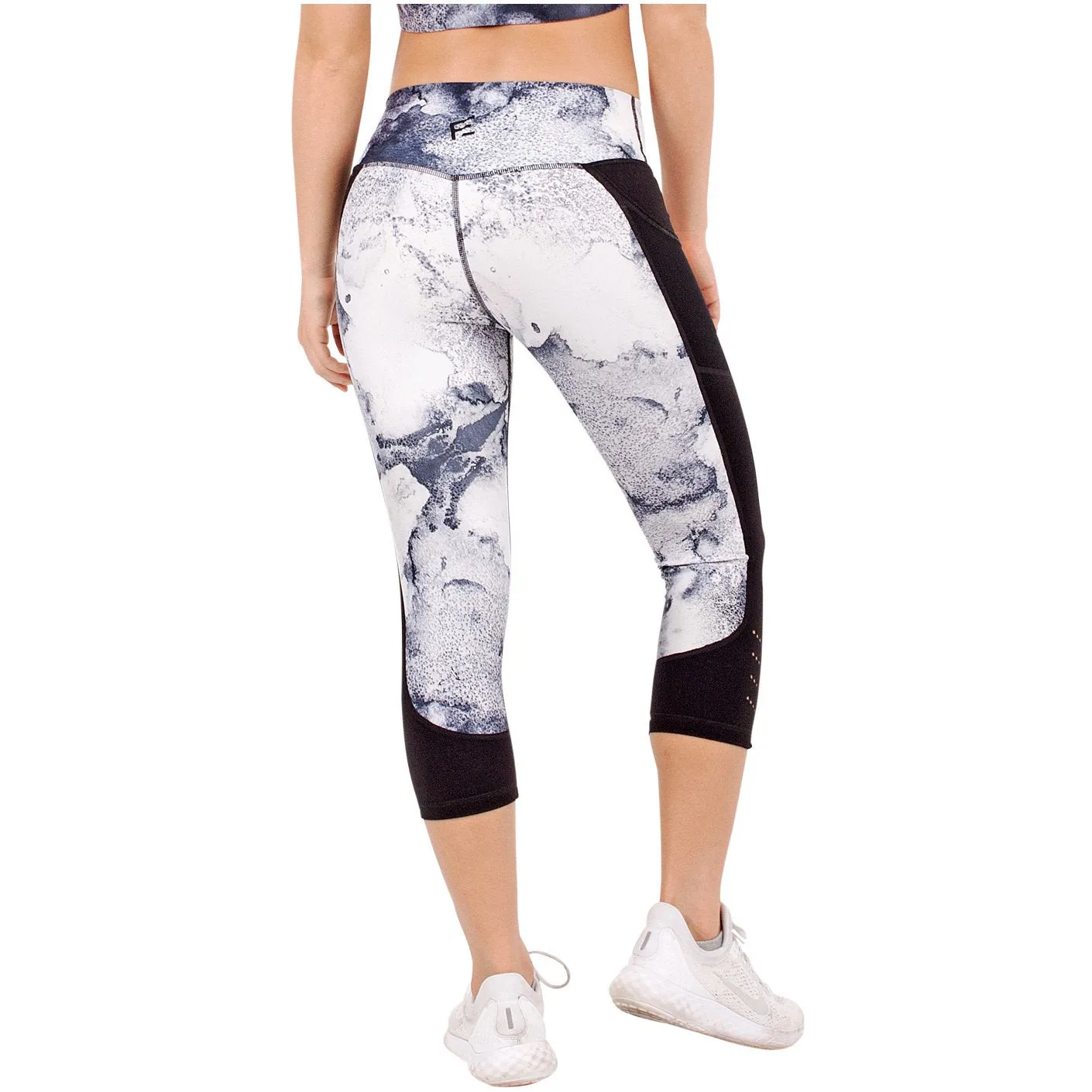 FLEXMEE 944006 Marble Sublimated Mid Rise Capri Leggings | Microfiber