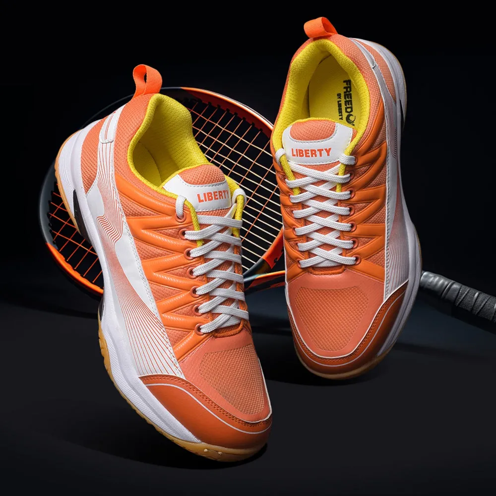 FREEDOM Sports Orange Badminton & PickleBall Shoes For Men GRIPPER-01 By Liberty