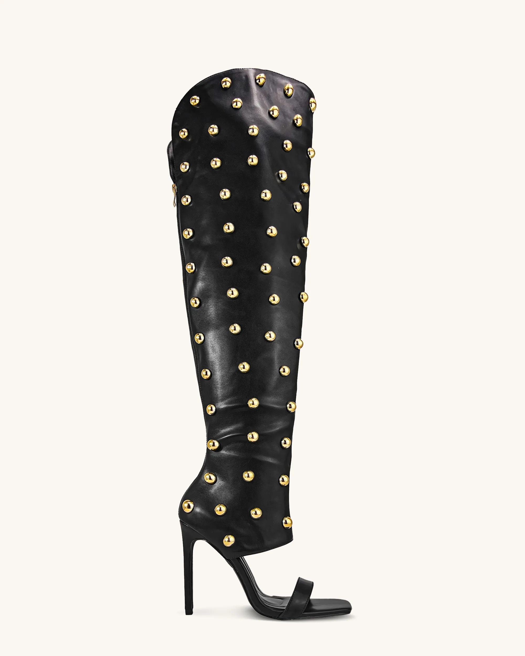 Hadley Studded Thigh-High Boots - Black
