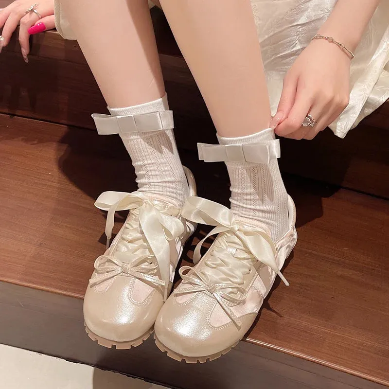 Hnzxzm 2024 Designer Women Mary Jane Shoes Fashion Shallow Butterfly-knot Shoes Ladies Comfort Non Slip Walk Shoes