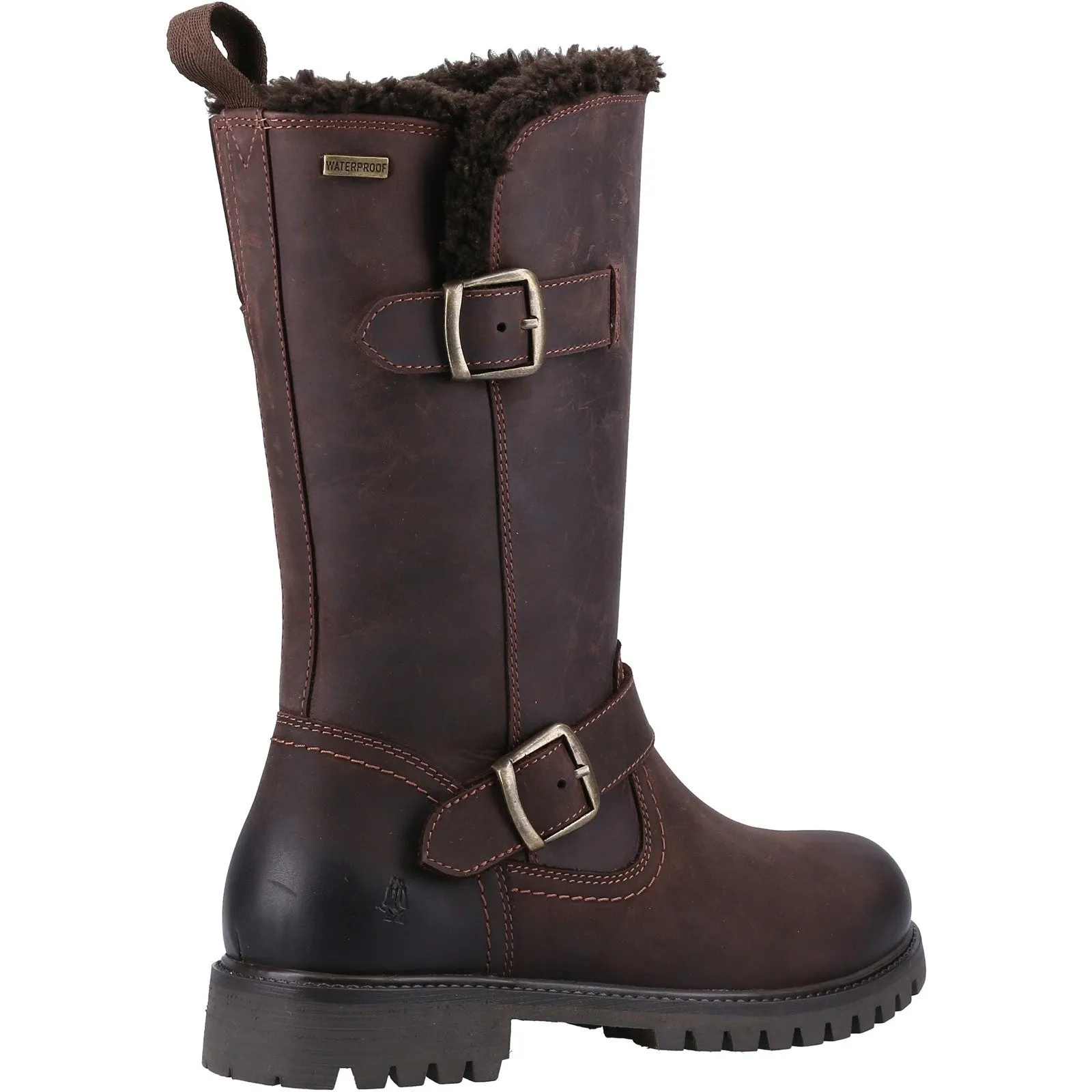Hush Puppies Womens Winnie Shearling Lined Leather Boots - Brown