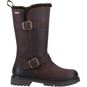 Hush Puppies Womens Winnie Shearling Lined Leather Boots - Brown