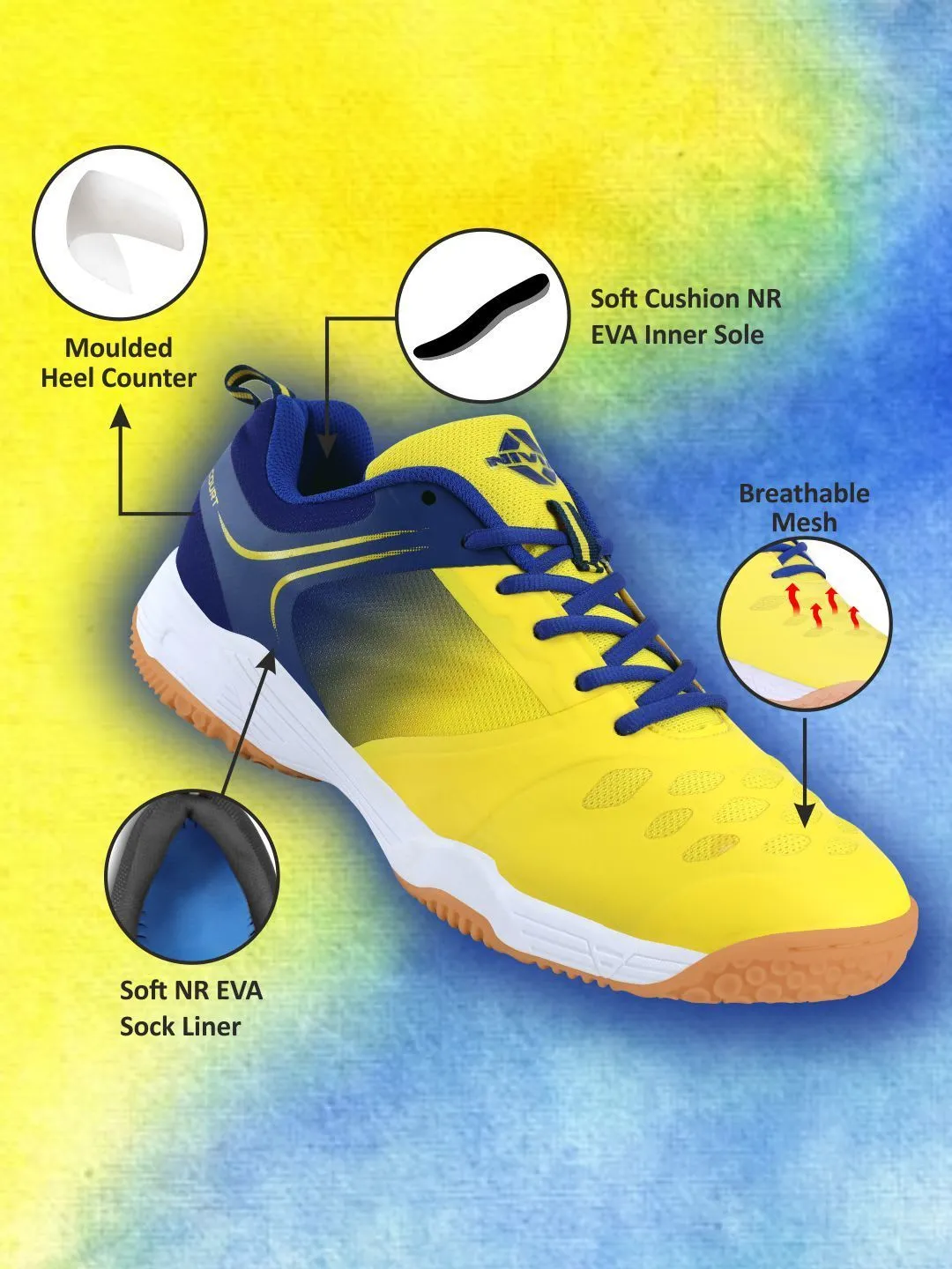 Hy-Court 2.0 Badminton Shoe For Men Yellow