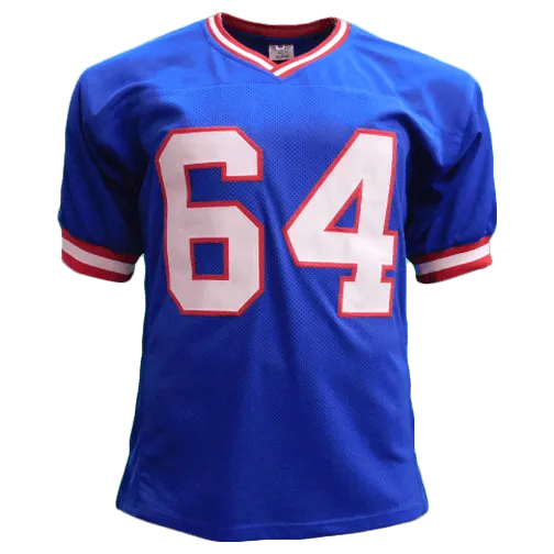 Jim Burt Autographed Pro Style Blue Football Jersey (JSA)