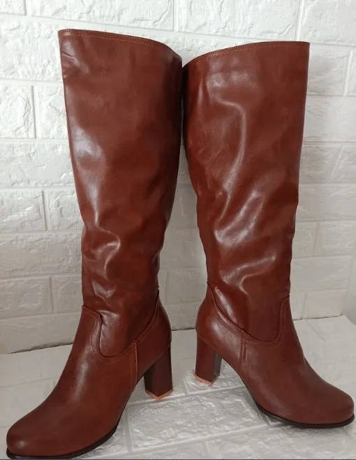 Joskaa Women Over The Knee Boots Autumn Winter High Heels Pu Leather Western Ladies Shoes Platform Vintage Thigh High Long Boots
