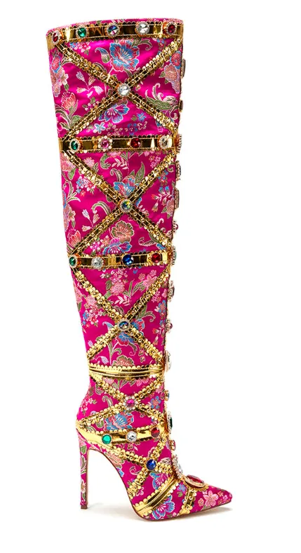 Kandi Koated Embellished Thigh-High Boot