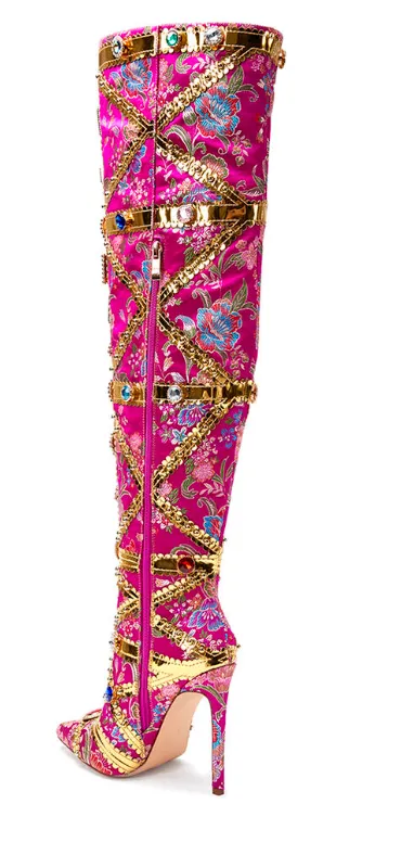 Kandi Koated Embellished Thigh-High Boot