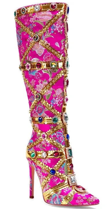 Kandi Koated Embellished Thigh-High Boot