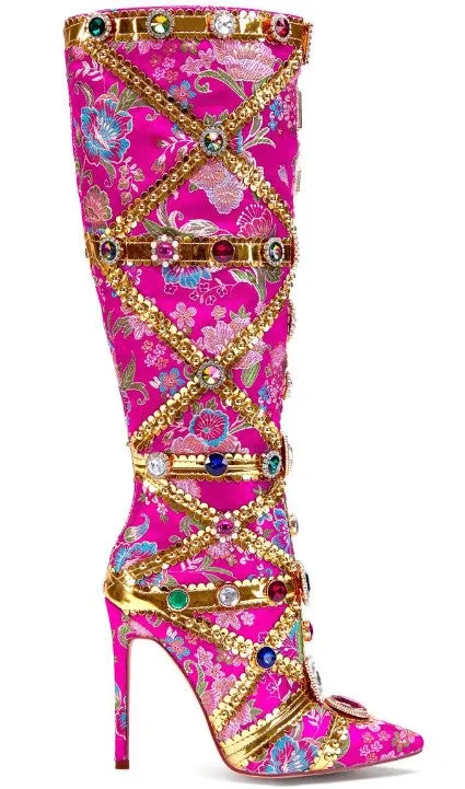 Kandi Koated Embellished Thigh-High Boot