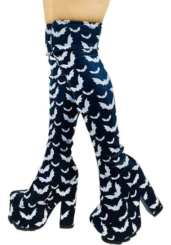 Labyrinth Bat [Black/White] | PLATFORM BOOTS*