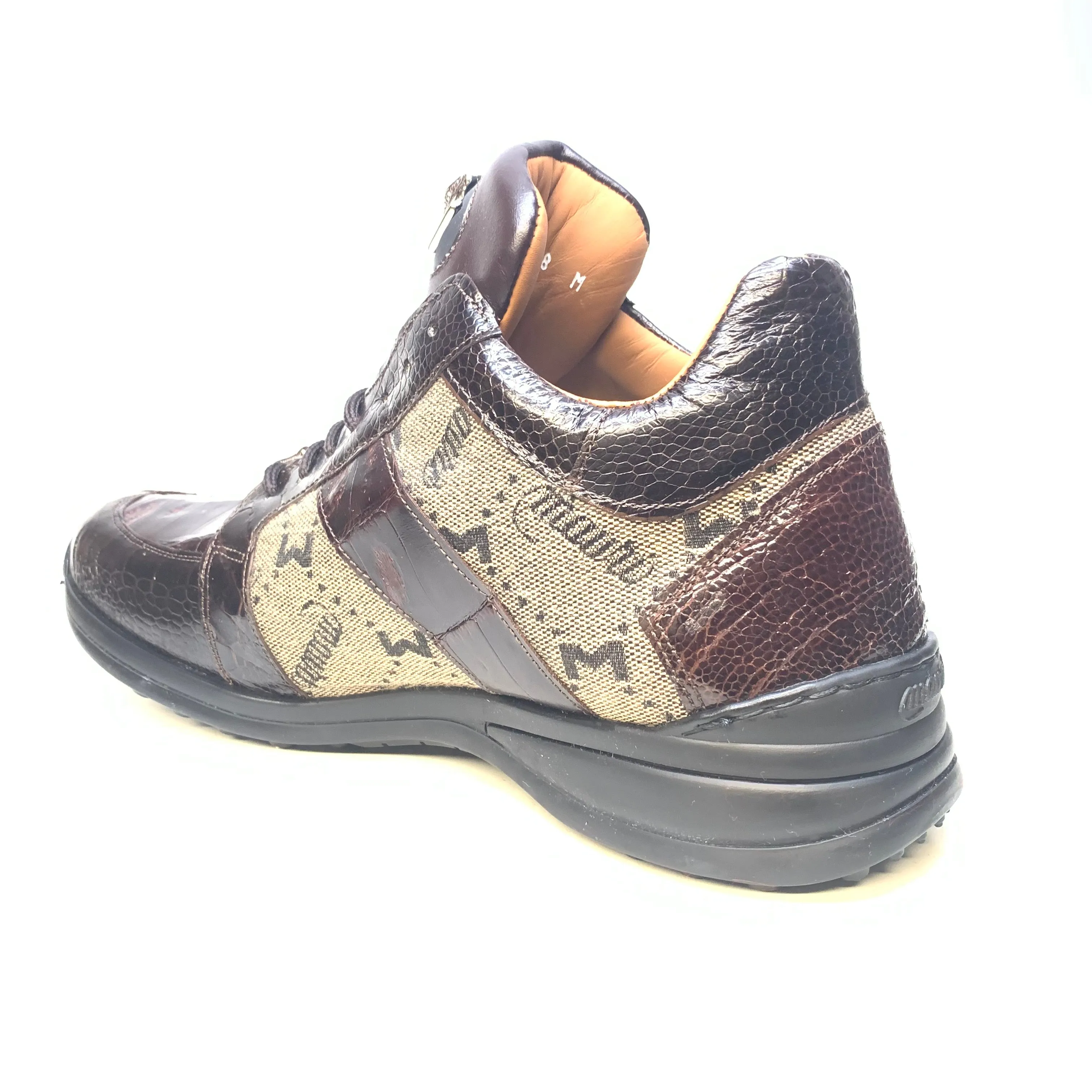 Mauri  Men's '8425' Rust Brown Baby Crocodile/ Ostrich Leg Sneakers
