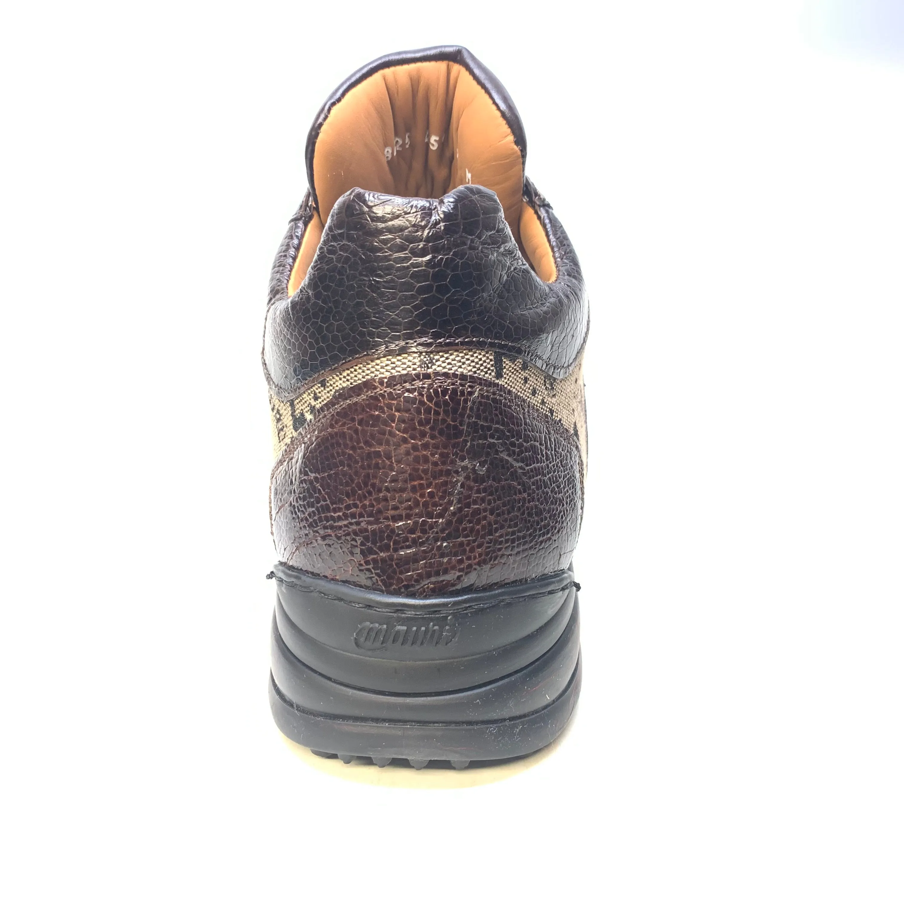 Mauri  Men's '8425' Rust Brown Baby Crocodile/ Ostrich Leg Sneakers